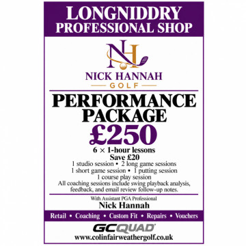 Image for Performance Package 6 x 1 Hour Lessons with PGA Assistant Professional Nick Hannah
